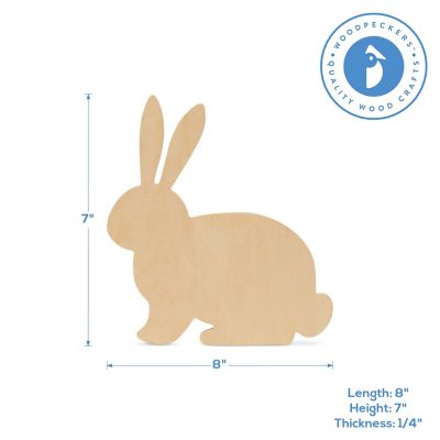 Woodpeckers Crafts, DIY Unfinished Wood 8" Rabbit Cutout, Pack of 12 Image 2