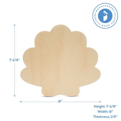 Woodpeckers Crafts, DIY Unfinished Wood 8" SeaShell Cutouts, Pack of 10 Image 2