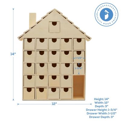 Woodpeckers Crafts, DIY Unfinished Wood  House Advent Calendar Image 2