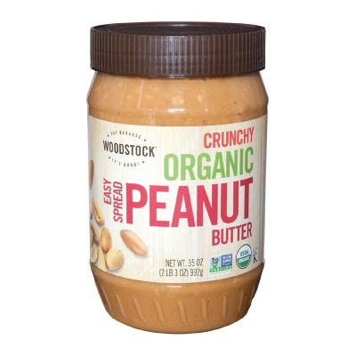 Woodstock Organic Crunchy Easy Spread Peanut Butter - Case of 12 - 35 OZ Image 1
