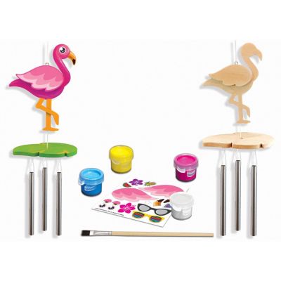 Works of Ahhh Mini Craft Sets - Flamingo Wind Chime Build & Paint Set Image 2