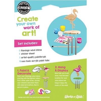 Works of Ahhh Mini Craft Sets - Flamingo Wind Chime Build & Paint Set Image 3