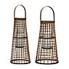 Woven Bamboo Lantern Candle Holder (Set Of 2) 23", 28"H Bamboo/Metal Image 1