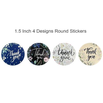 Wrapables 1.5" Thank You Stickers Roll, Sealing Stickers and Labels (500pcs), Floral Image 1