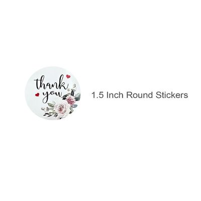 Wrapables 1.5" Thank You Stickers Roll, Sealing Stickers and Labels (500pcs), Rose & Peony Image 1