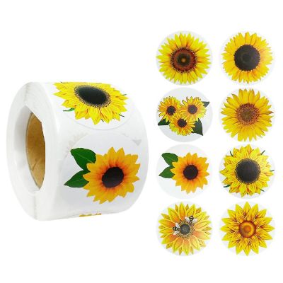 Wrapables 1.5" Thank You Stickers Roll, Sealing Stickers and Labels (500pcs), Sunflower Image 1