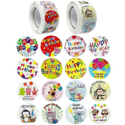 Wrapables 1 Inch Party Favor Birthday Stickers (1000pcs), Happy Birthday Image 1