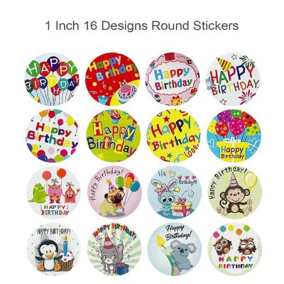 Wrapables 1 Inch Party Favor Birthday Stickers (1000pcs), Happy Birthday Image 1