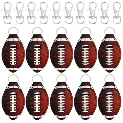 Wrapables 10 Pack Chapstick Holder Keychain, Keyring for Lip Balm Lip Gloss Lipstick with 10 Pieces Metal Keyring Clasps, Football Image 1