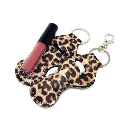 Wrapables 10 Pack Chapstick Holder Keychain, Keyring for Lip Balm Lip Gloss Lipstick with 10 Pieces Metal Keyring Clasps, Leopard Image 1
