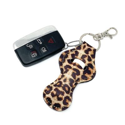 Wrapables 10 Pack Chapstick Holder Keychain, Keyring for Lip Balm Lip Gloss Lipstick with 10 Pieces Metal Keyring Clasps, Leopard Image 2