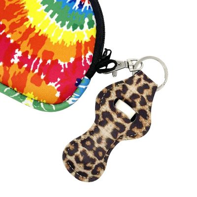 Wrapables 10 Pack Chapstick Holder Keychain, Keyring for Lip Balm Lip Gloss Lipstick with 10 Pieces Metal Keyring Clasps, Leopard Image 3