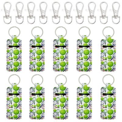 Wrapables 10 Pack Chapstick Holder Keychain, Keyring for Lip Balm Lip Gloss Lipstick with 10 Pieces Metal Keyring Clasps, Tennis Image 1