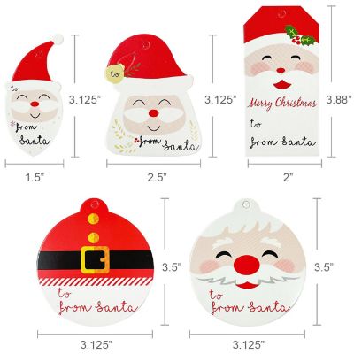 Wrapables 100pcs Decorative Santa Claus Tag Labels with Bakers Twine Image 1
