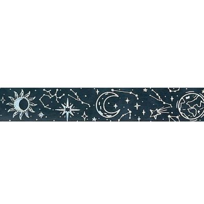 Wrapables 15mm x 10M Gold and Silver Foil Washi Masking Tape, Stars & Planets Image 2