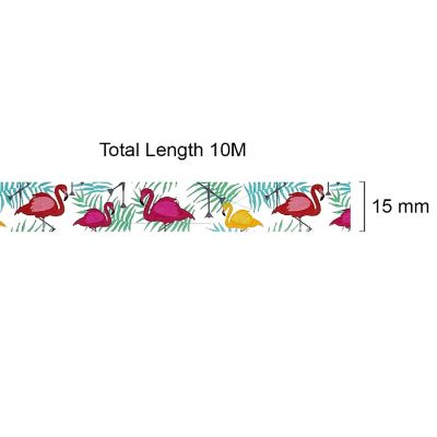 Wrapables 15mm x 10M Washi Masking Tape, Colorful Flamingos Image 3