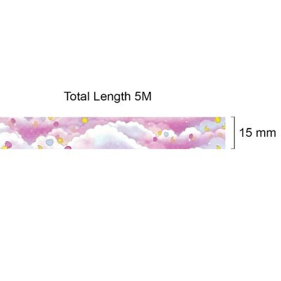 Wrapables 15mm x 5M Washi Masking Tape, Pink Clouds Image 3