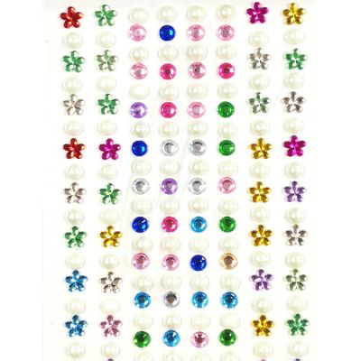 Wrapables 164 pieces Crystal Flower and Pearl Stickers Adhesive Rhinestones, Multicolor Image 1