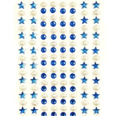 Wrapables 164 pieces Crystal Star and Pearl Stickers Adhesive Rhinestones, Blue Image 1