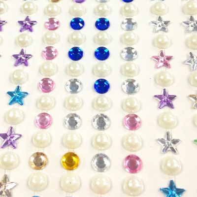 Wrapables 164 pieces Crystal Star and Pearl Stickers Adhesive Rhinestones, Multicolor Image 1