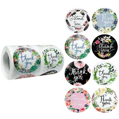 Wrapables 2" Thank You Stickers Roll, Sealing Stickers and Labels (500pcs), Nature Bloom Image 1