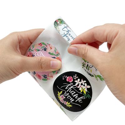 Wrapables 2" Thank You Stickers Roll, Sealing Stickers and Labels (500pcs), Nature Bloom Image 2
