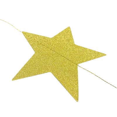Wrapables 26 Feet Glitter Gold Star Garland Hanging Gold Glitter Star Paper Garland Hanging Decor Image 1