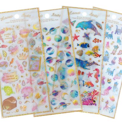 Wrapables 3D Epoxy Scrapbooking Decal Stickers (4 Sheets), Marine, Cats, Space Image 3