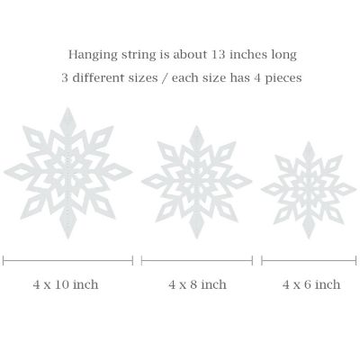Wrapables 3D Hanging Snowflake Decorations (Set of 12), Silver Image 1