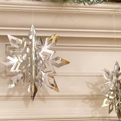 Wrapables 3D Hanging Snowflake Decorations (Set of 12), Silver Image 3