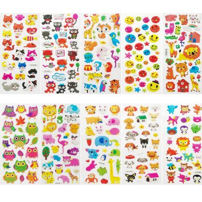 Wrapables 3D Puffy Stickers, Crafts & Scrapbooking Stickers (10 Sheets), Zoo Animals, Kitties, Doggies, Owls Image 1