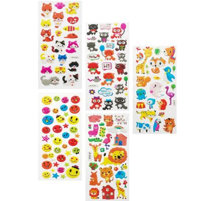 Wrapables 3D Puffy Stickers, Crafts & Scrapbooking Stickers (10 Sheets), Zoo Animals, Kitties, Doggies, Owls Image 1