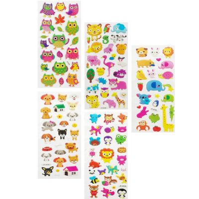 Wrapables 3D Puffy Stickers, Crafts & Scrapbooking Stickers (10 Sheets), Zoo Animals, Kitties, Doggies, Owls Image 2