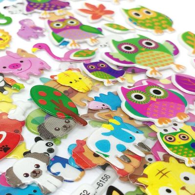 Wrapables 3D Puffy Stickers, Crafts & Scrapbooking Stickers (10 Sheets), Zoo Animals, Kitties, Doggies, Owls Image 3