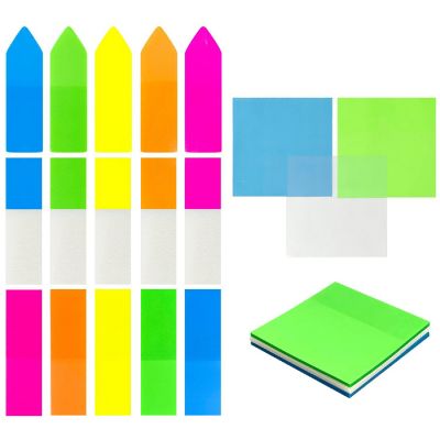 Wrapables 500pcs Transparent Memo Note Pads, Book Tabs, Page Markers, Sticky Notes Set Image 1