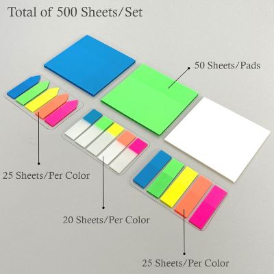 Wrapables 500pcs Transparent Memo Note Pads, Book Tabs, Page Markers, Sticky Notes Set Image 2