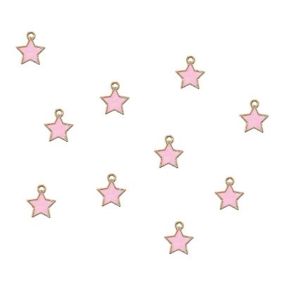 Wrapables 6MM Jewelry Marking Charm Pendant, Set of 10, Pink Star Image 1