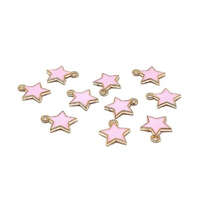 Wrapables 6MM Jewelry Marking Charm Pendant, Set of 10, Pink Star Image 1