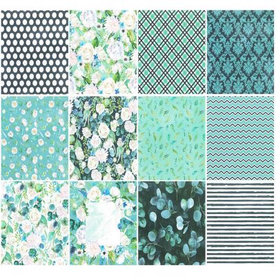 Wrapables 6x6 Decorative Single-Sided Scrapbook Paper for Arts & Crafts Projects, Scrapbooking, Card-Making, Green Floral Theme Image 2