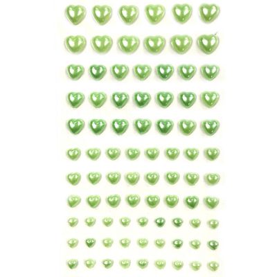 Wrapables 84 Piece Acrylic Adhesive Heart Gems, Green Image 1