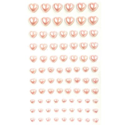 Wrapables 84 Piece Acrylic Adhesive Heart Gems, Pink Image 1