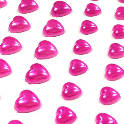 Wrapables 84 Piece Acrylic Adhesive Heart Gems, Rose Red Image 1