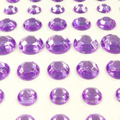 Wrapables 91 Pieces Crystal Diamond Sticker Adhesive Rhinestones 4/6/8/12mm, Purple Image 1