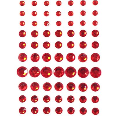Wrapables 91 Pieces Crystal Diamond Sticker Adhesive Rhinestones 4/6/8/12mm, Red Image 1