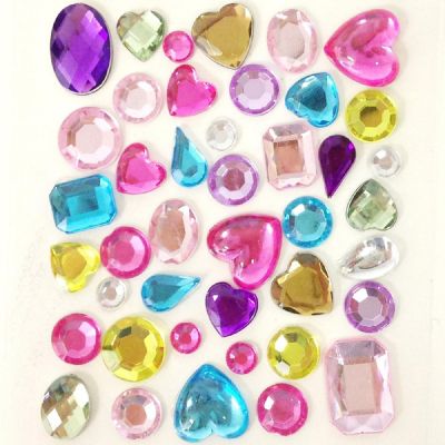 Wrapables Acrylic Self Adhesive Crystal Gem Stickers, Multi-Color (2pk) Image 1