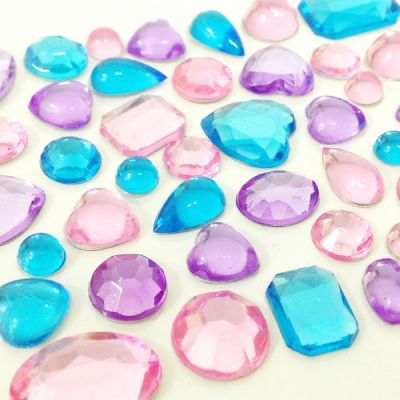Wrapables Acrylic Self Adhesive Crystal Gem Stickers, Purple/Pink/Blue (2pk) Image 1