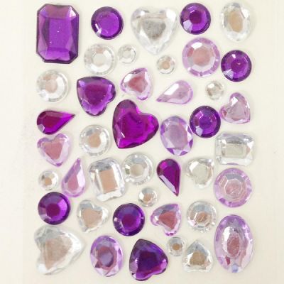 Wrapables Acrylic Self Adhesive Crystal Gem Stickers, Purple/Pink/Silver (2pk) Image 1