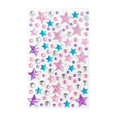 Wrapables Acrylic Self Adhesive Crystal Rhinestone Gem Stickers, Stars Pink Blue Lilac Image 1