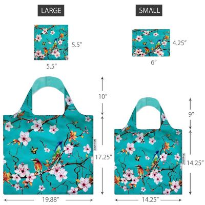 Wrapables AllyBag Collection Large and Small Reusable Shopping Bags (Set of 2), Cherry Blossoms Image 1
