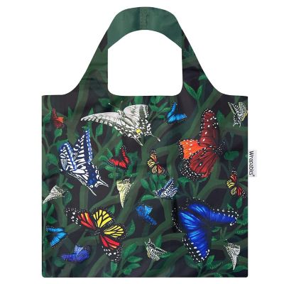 Wrapables Allybag Foldable & Lightweight Reusable Grocery Bag, Butterflies Image 1